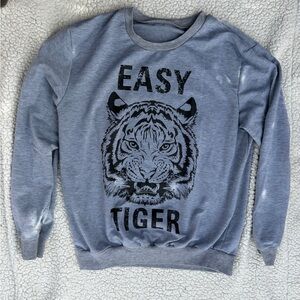 Easy Tiger Graphic Crewneck Sweater - Gray